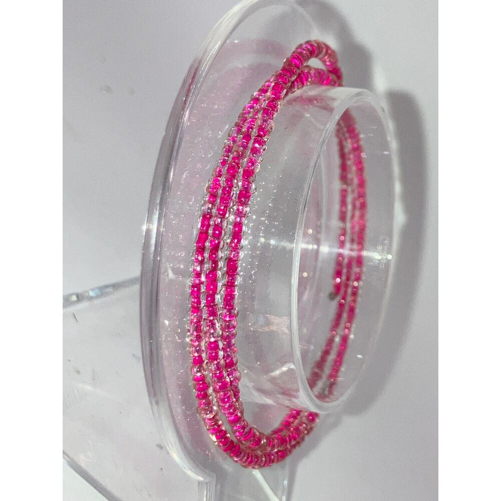 Pink Seed Beads Wire Bracelet!